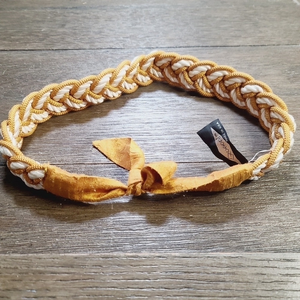 Vintage 80s 90s Gold Yellow Braided Tie Waist Belt